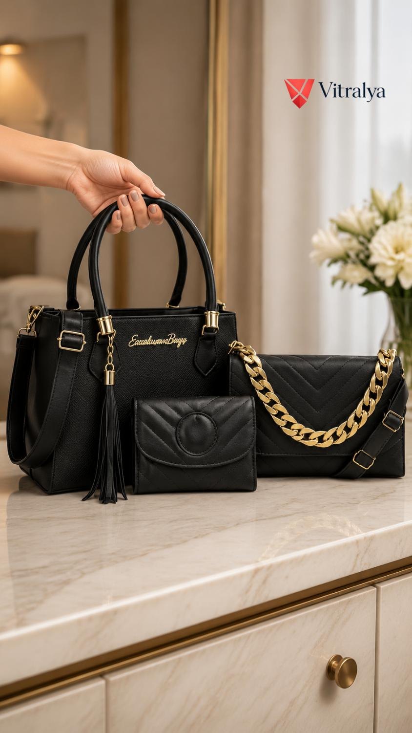 Kit 3 Bolsas Tote, Tiracolo e Carteira