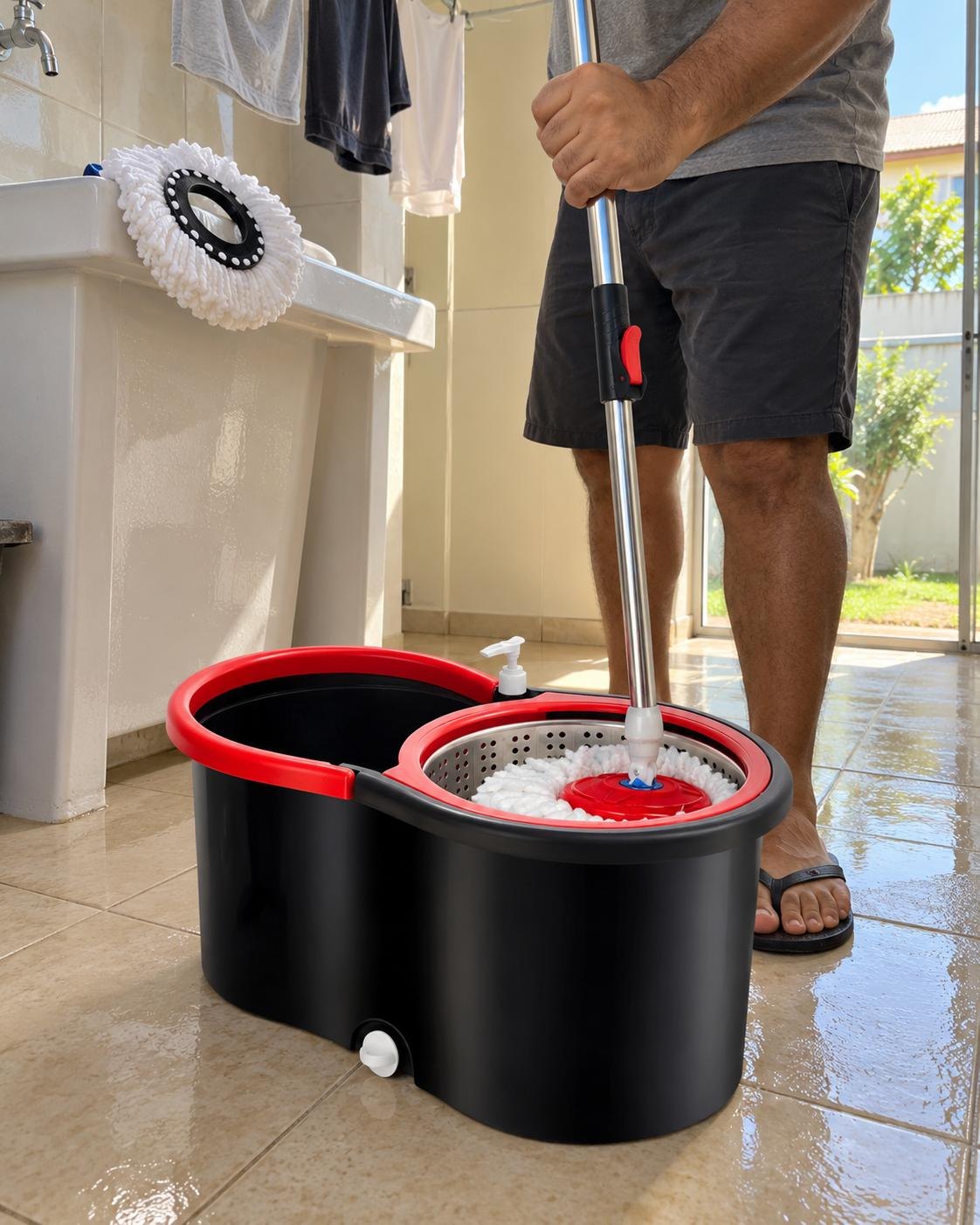 Mop giratório com balde